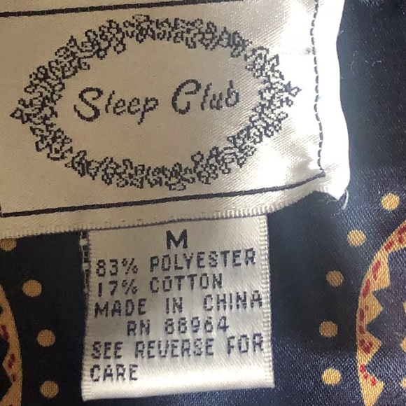 Vintage Sleep Club Satin Sleep Shirt Nightgown Size Medium Navy Kimono 90’s Sz M - Picture 4 of 7